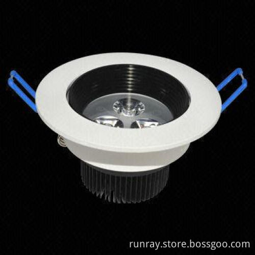 LED Downlight with 3W Power, 85-265V AC, 80 to 110lm/W, Recessed, Measures 91 x 52mm